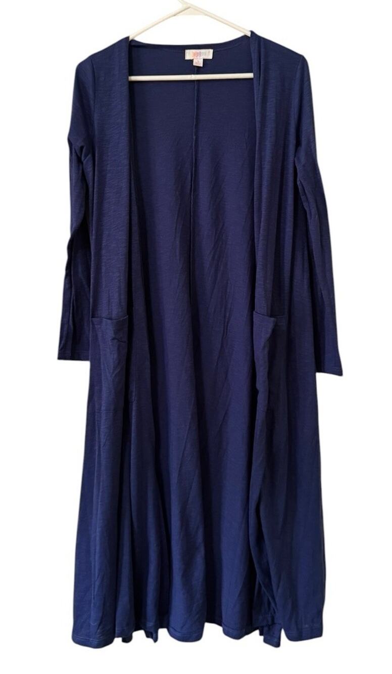 LuLaRoe Women Size Small Blue Cardigan Open Front Duster Pockets Teacher Stretch